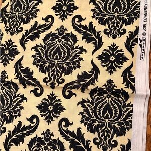 Source Unknown Black and Cream Floral Fabric 2 yards